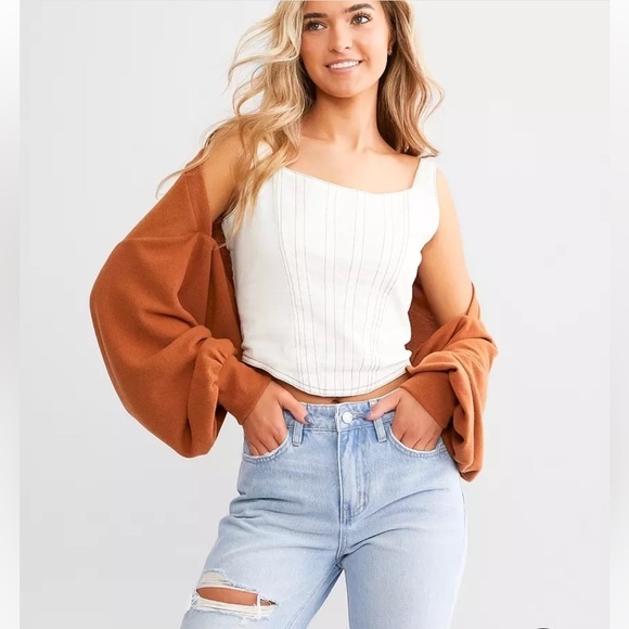 ILLA ILLA Cropped Shrug Cardigan in Chestnut Size Medium - Picture 15 of 15